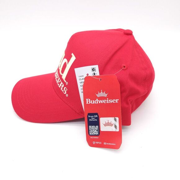 Budweiser Bud King Of Beers Pacsun Snapback Trucker Hat Red Embroidered Ball Cap - Picture 3 of 7